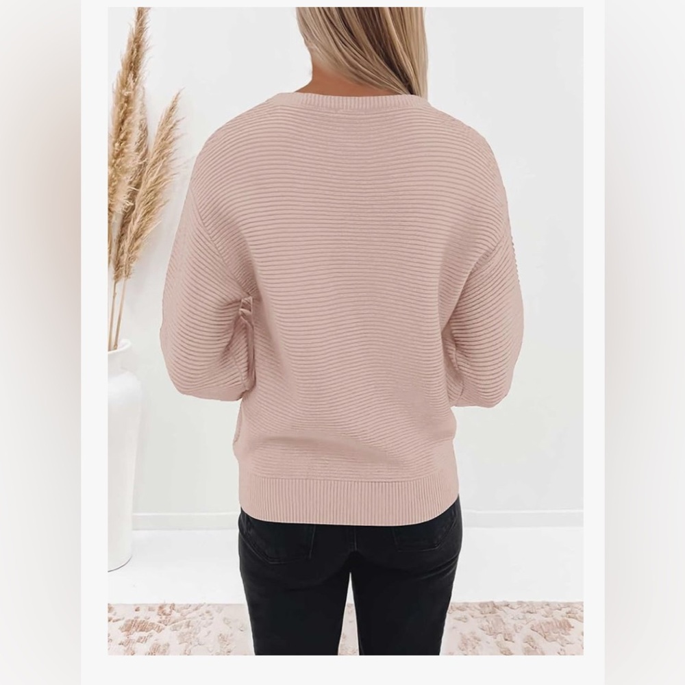 ZESICA Women's Crew Neck Long Lantern Sleeve Soft Ribbed Knit Pullover Sweater - Picture 6 of 9